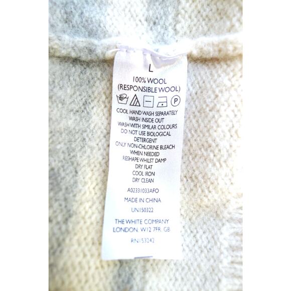 THE WHITE COMPANY LONDON Responsible Wool Funnel Neck Stripe Sweater L $185 - Picture 8 of 8